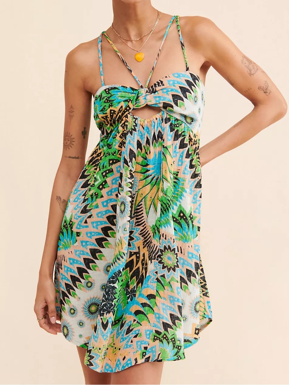 Anthropologie Daily Practice The Last Sunset Strappy Mini Dress Cotton Small